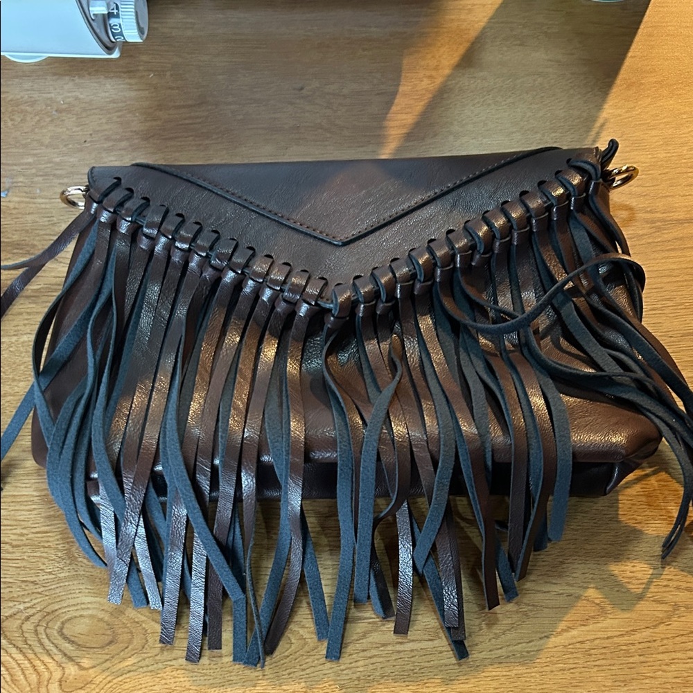 Fringed brown Crossbody Bag - Classic Boho Style